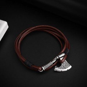 *NEW* Unisex Viking Axe Multilayer Leather Bracelet